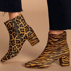Splendid Heather III Tiger Pony Fur Heel Bootie